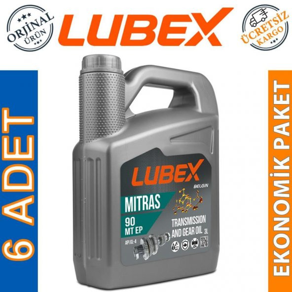 Lubex Mitras MT EP 90 3 Lt Şanzıman Asansör Dişli Yağı (6 Adet) ürün görseli 1