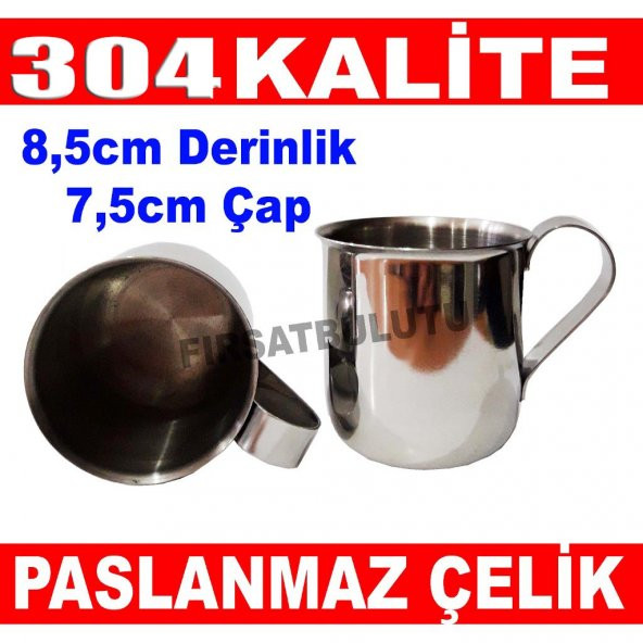 1 ADET PASLANMAZ ÇELİK KULPLU BARDAK SU BARDAĞI 304 KALİTE ürün görseli 1