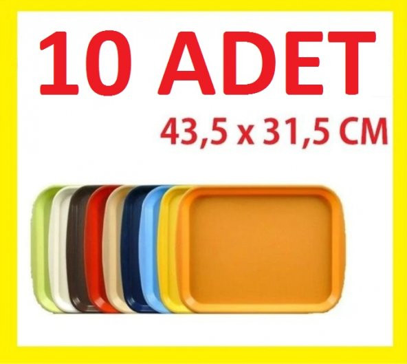 10 ADET KIRILMAZ ve KAYMAZ LOKANTA TİPİ SERVİS TEPSİSİ 43''5X31''5 ürün görseli 1