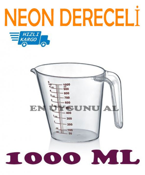 13 ADET PORTATİF NEON DERECELİ ÖLÇÜ KABI 1000 ml ürün görseli 1