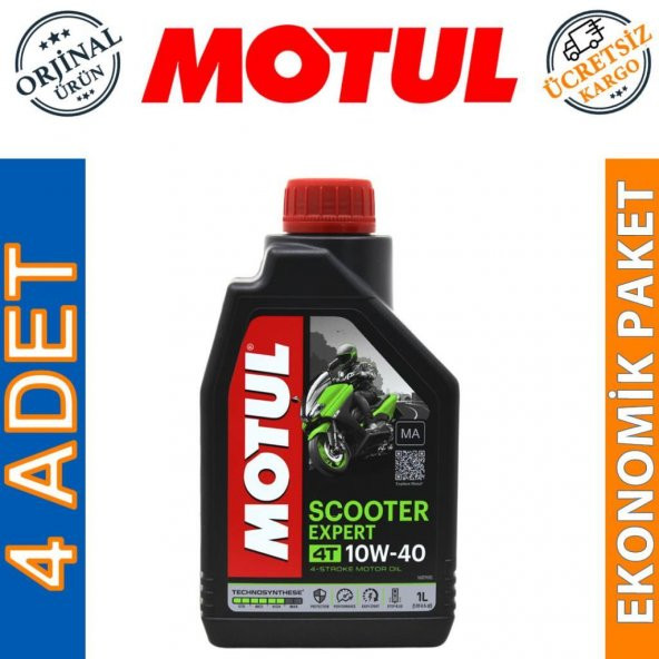 Motul Scooter Expert 10W-40 MA 4T 1 lt 4 Zamanlı Motor Yağı (4 Adet) ürün görseli 1
