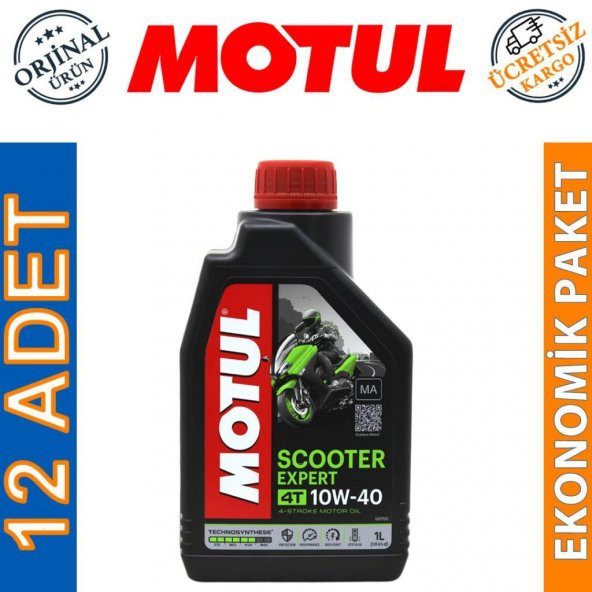 Motul Scooter Expert 10W-40 MA 4T 1 lt 4 Zamanlı Motor Yağı (12 Adet) ürün görseli 1