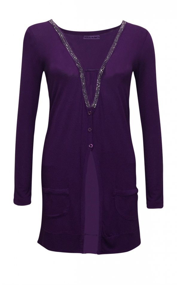 Janset Moda PB-TH5001 Bayan Mor Hırka - Resim 2