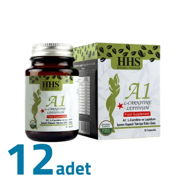 HHS A1 L-Carnitine Lepidium A+1 Bitkisel 30 Kapsül X 12Adet Kutu ürün görseli 1