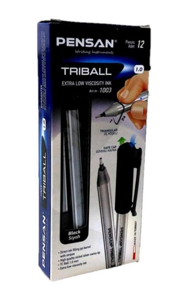 PENSAN TUKENMEZ KALEM TRIBALL SIYAH 12 LI ürün görseli 1