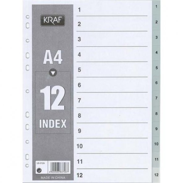 KRAF SEPERATOR PLASTIK A4 1-12 RAKAM(1012) ürün görseli 1