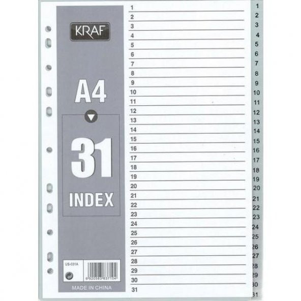 KRAF SEPERATOR PLASTIK A4 1-31 RAKAM (1031) ürün görseli 1