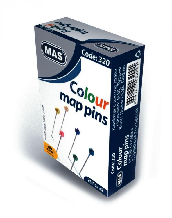 MAS TOPLU IGNE RENKLI BASLI 32MM.  BLISTER (320) ürün görseli 1