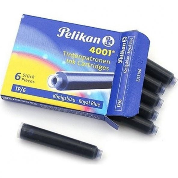PELIKAN 4001 DOLMAKALEM KARTUSU MAVI KISA 6LI ürün görseli 1