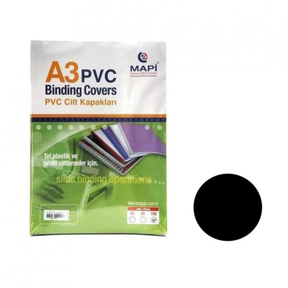 MAPI CILT KAPAGI PVC A3 160 MIC OPAK SIYAH 100LU ürün görseli 1