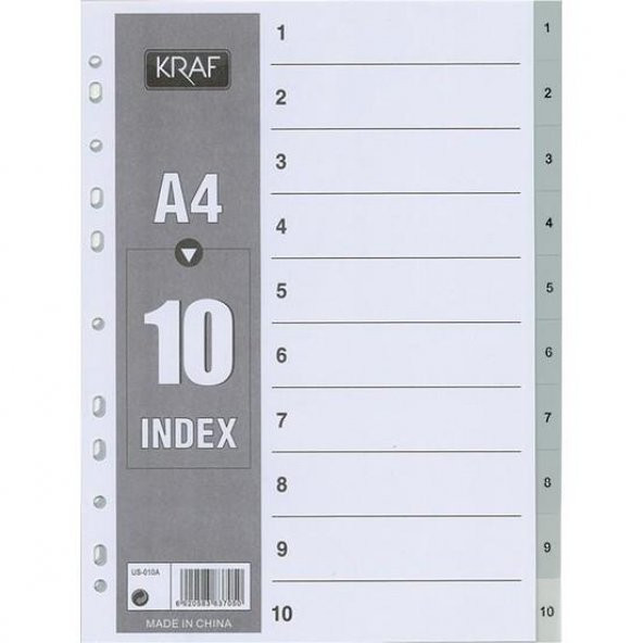 KRAF SEPERATOR PLASTIK  A4 1-10 RAKAM(1010) - Resim 2