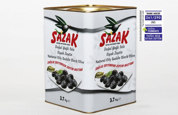 Sazak Doğal Yağlı Sele Siyah Zeytin 261-290 3.7 Kg ürün görseli 1