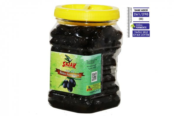 Sazak Doğal Yağlı Sele Siyah Zeytin 261-290 900 gr. ürün görseli 1