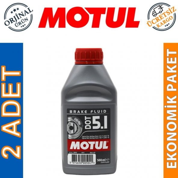 Motul Dot 5.1 500 ML Tam Sentetik Fren Hidrolik Yağı (2 Adet) ürün görseli 1