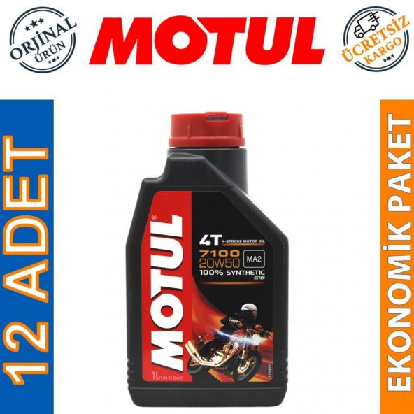 Motul 7100 4T 20W-50 1 Lt 4 Zamanlı Motosiklet Motor Yağı (12 Adet) ürün görseli 1