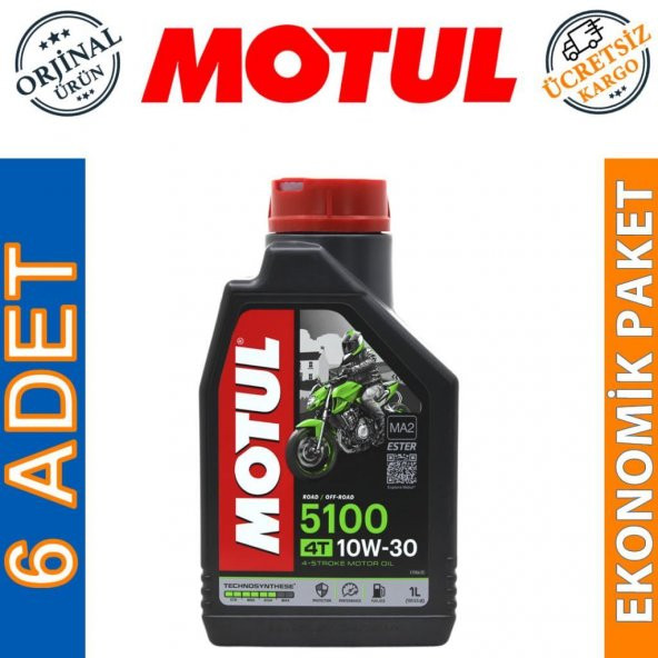 Motul 5100 10W-30 4T 1 Lt 4 Zamanlı Motosiklet Motor Yağı (6 Adet) ürün görseli 1
