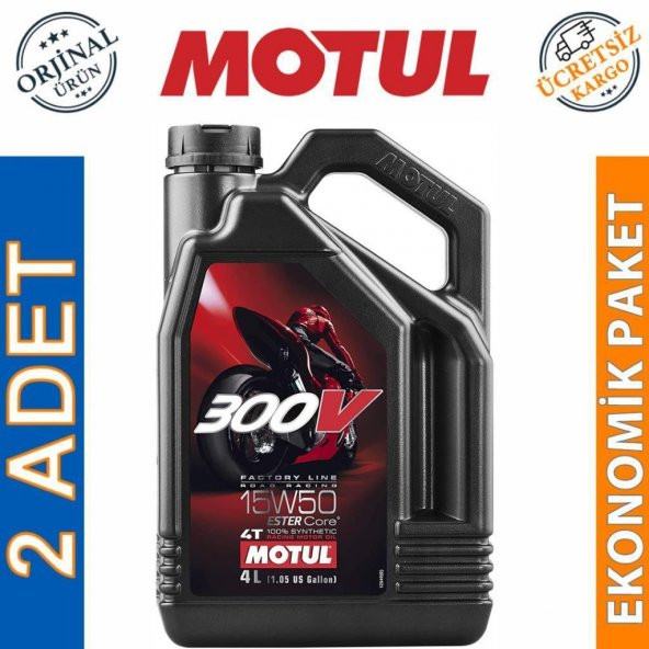 Motul 300V FL 15W-50 4T 4 Lt 4 Zamanlı Motosiklet Motor Yağı (2 Adet) ürün görseli 1