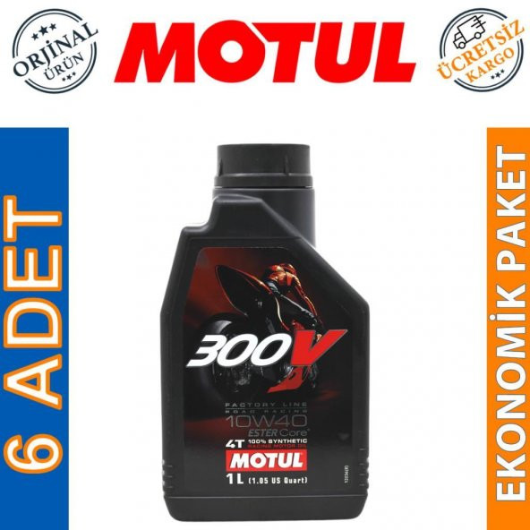 Motul 300V FL 10W-40 4T 1 Lt 4 Zamanlı Motosiklet Motor Yağı (6 Adet) ürün görseli 1