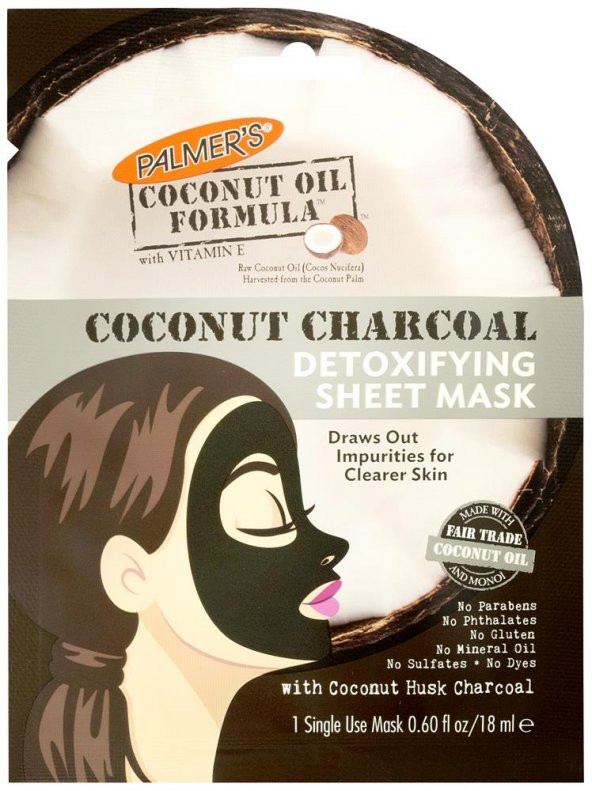 Palmers Coconut Charcoal Detoxifying Sheet Mask 18 ml ürün görseli 1