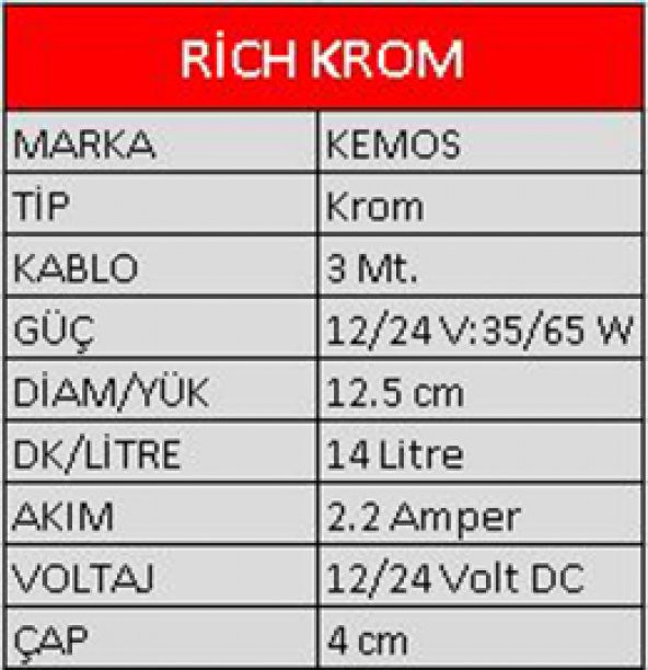 Rich Krom 12 Volt Mazot Pompası - Resim 2