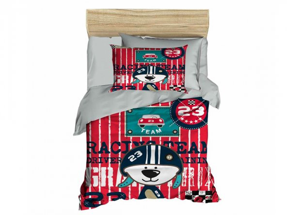 Dijital Baskılı 3d Bebek Nevresim Takımı Race Gri ürün görseli 1