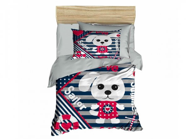 Dijital Baskılı 3d Bebek Nevresim Takımı Sailor Gri ürün görseli 1