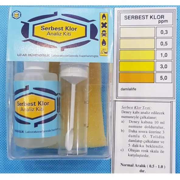 Damlalife Su Test Analizi Serbest Klor Kiti Klor Analizi 0.1 Ppm 5 Ppm ürün görseli 1