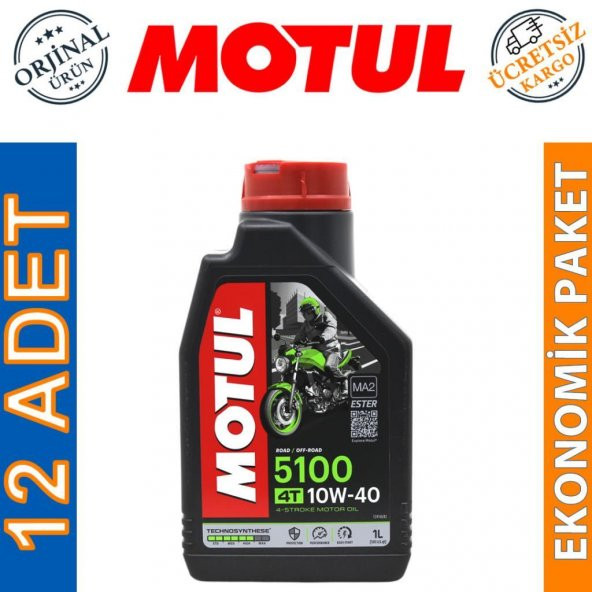 Motul 5100 10W-40 4T 1 Lt 4 Zamanlı Motosiklet Motor Yağı (12 Adet) ürün görseli 1
