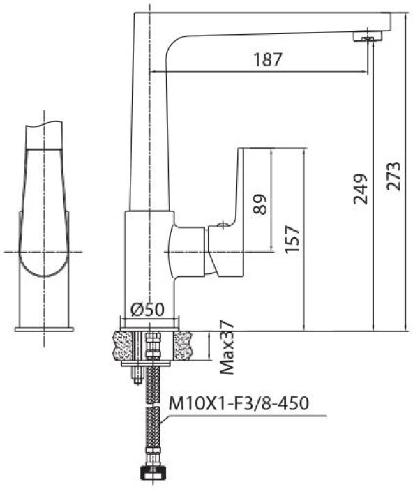 Creavit SR8500 Sharp Lüx Mutfak Armatürü Krom - Resim 2