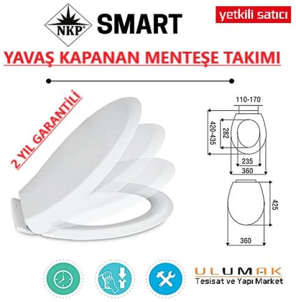 Nkp Smart Soft Close Yavaş Kapanan Amortisörlü Klozet Kapağı ürün görseli 1