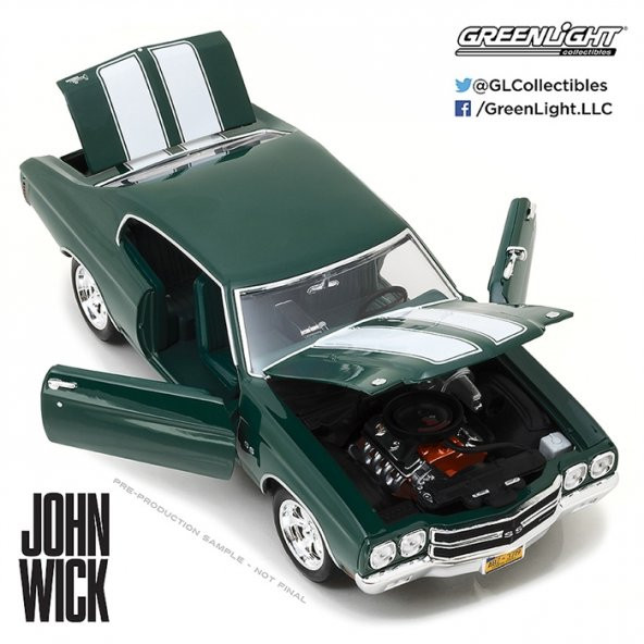 Greenlight 1970 Chev. Chevelle SS John Wick 1:18 - Resim 10