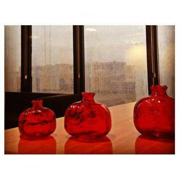 3 lü Bereket Narı Biblo Set Cam,Dekoratif - Resim 2