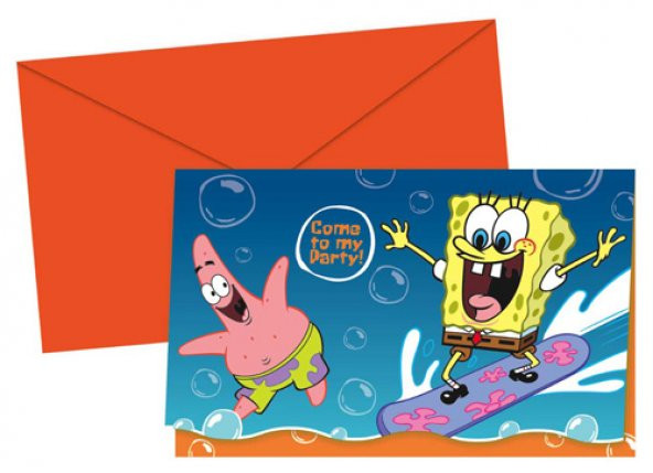 SPONGE BOB DAVETİYE SET 6LI ürün görseli 1
