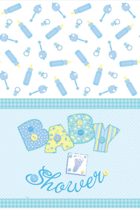 BABY SHOWER MASA ÖRTÜSÜ MAVİ 137CM X 213CM (PLASTİK) ürün görseli 1