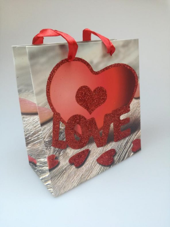 KARTON ÇANTA LOVE SİMLİ 14CM X 15CM - 1 ADET ürün görseli 1