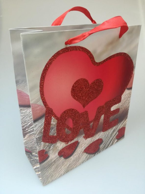 KARTON ÇANTA LOVE SİMLİ 21CM X 24CM - 1 ADET ürün görseli 1