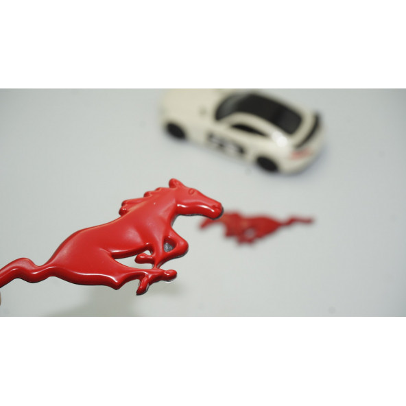 DK Ford Mustang Shelby GT Koşan At Çamurluk Yanı Kırmızı Metal 3M 3D Logo Arma ürün görseli 1