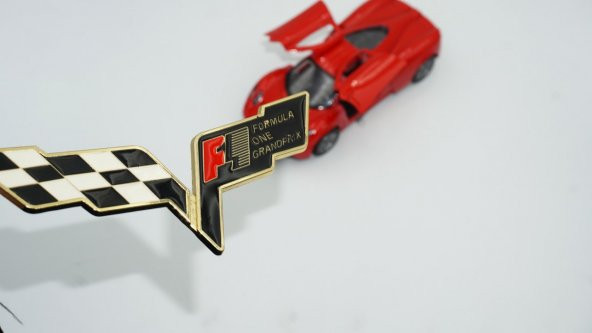 Chevrolet Corvette F1 Logo Bagaj 3M 3D Metal Logo Amblem Seti ürün görseli 1