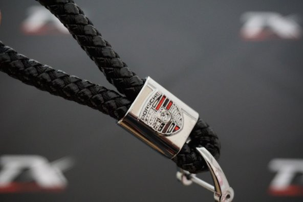 Porsche Logo Stil Hasır Desen Anahtarlık ürün görseli 1