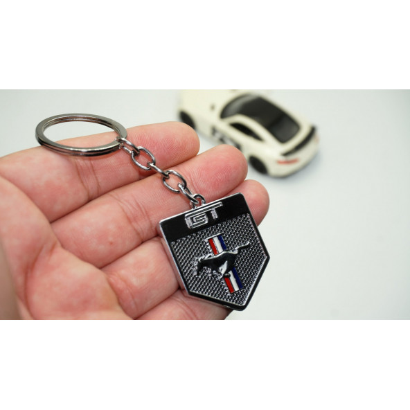 DK Ford Mustang Shelby GT Koşan At Logo Krom Metal Anahtarlık ürün görseli 1