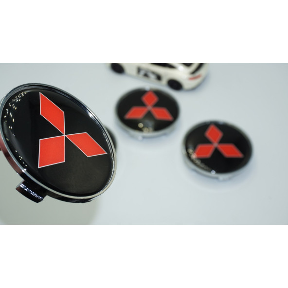 DK Tuning Mitsubishi Krom Kırmızı Jant Göbeği Kapak Seti 68mm ürün görseli 1