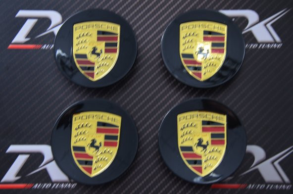 PORSCHE SİYAH JANT GÖBEĞİ KAPAK SETİ 65mm ürün görseli 1