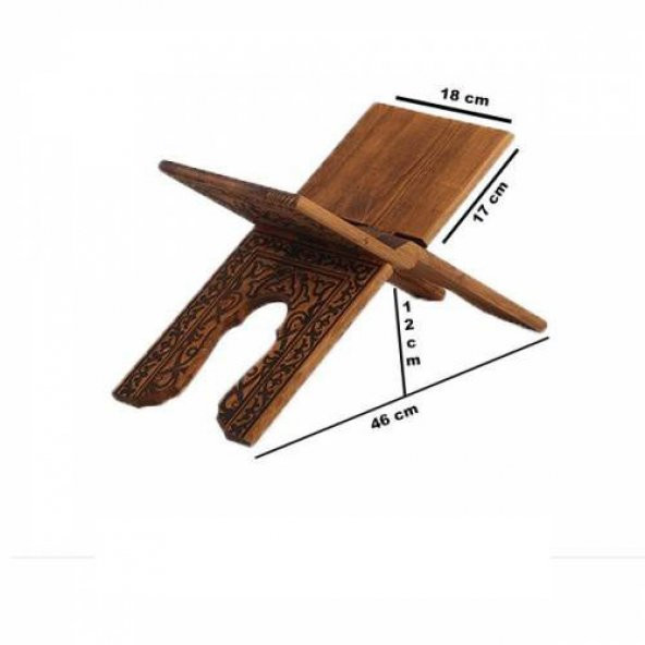 Selçuklu Yakma Desenli Ahşap Rahle - Küçük - 45cm ürün görseli 1