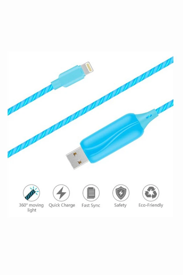 Doppler I-Cable Micro USB Işıklı, Mavi , Şarj Kablosu ürün görseli 1