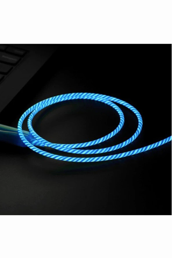 Doppler I-Cable Micro USB Işıklı, Mavi , Şarj Kablosu - Resim 3