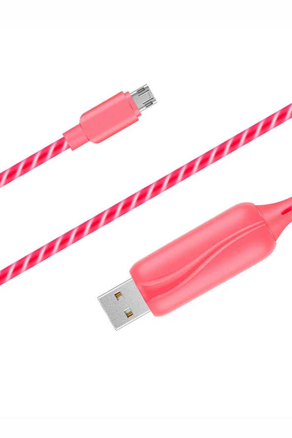 Doppler S-Cable Micro USB Işıklı, Pembe, Şarj Kablosu - Resim 3