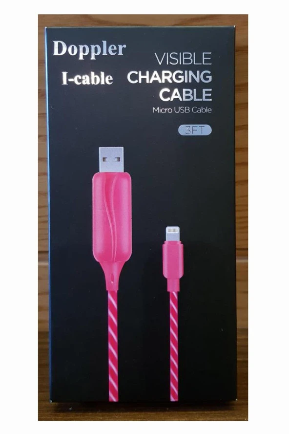Doppler I-Cable Micro USB Işıklı, Pembe, Şarj Kablosu - Resim 4