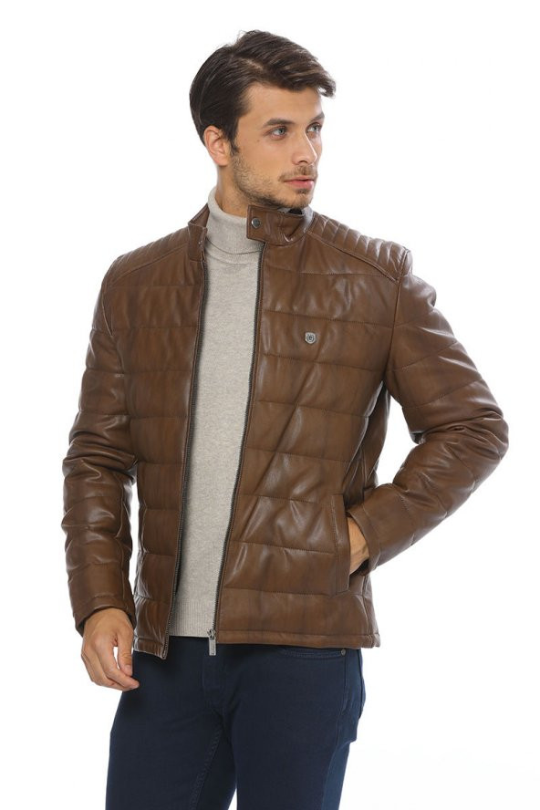 Pierre Cardin Erkek Suni Deri Ceket - Resim 7