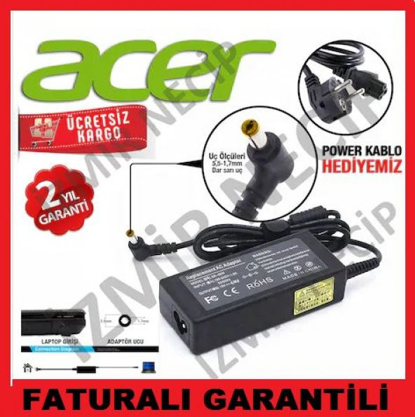 Acer Aspire ASPIRE 5920 LAPTOP DİZÜSTÜ NOTEBOOK UYUMLU ŞARJ ALETİ ürün görseli 1