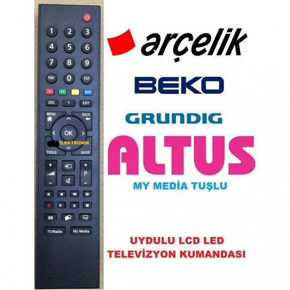 BEKO ARÇELİK cec ALTUS GRUNDİG MY UYDULU LCD LED TV KUMANDASI ürün görseli 1